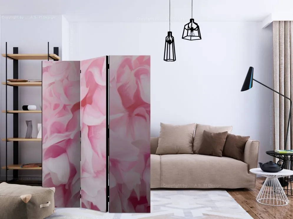 Parawan jednostronny Kwiaty 135x172 cm 3-częściowy różowy | MIRAT.
