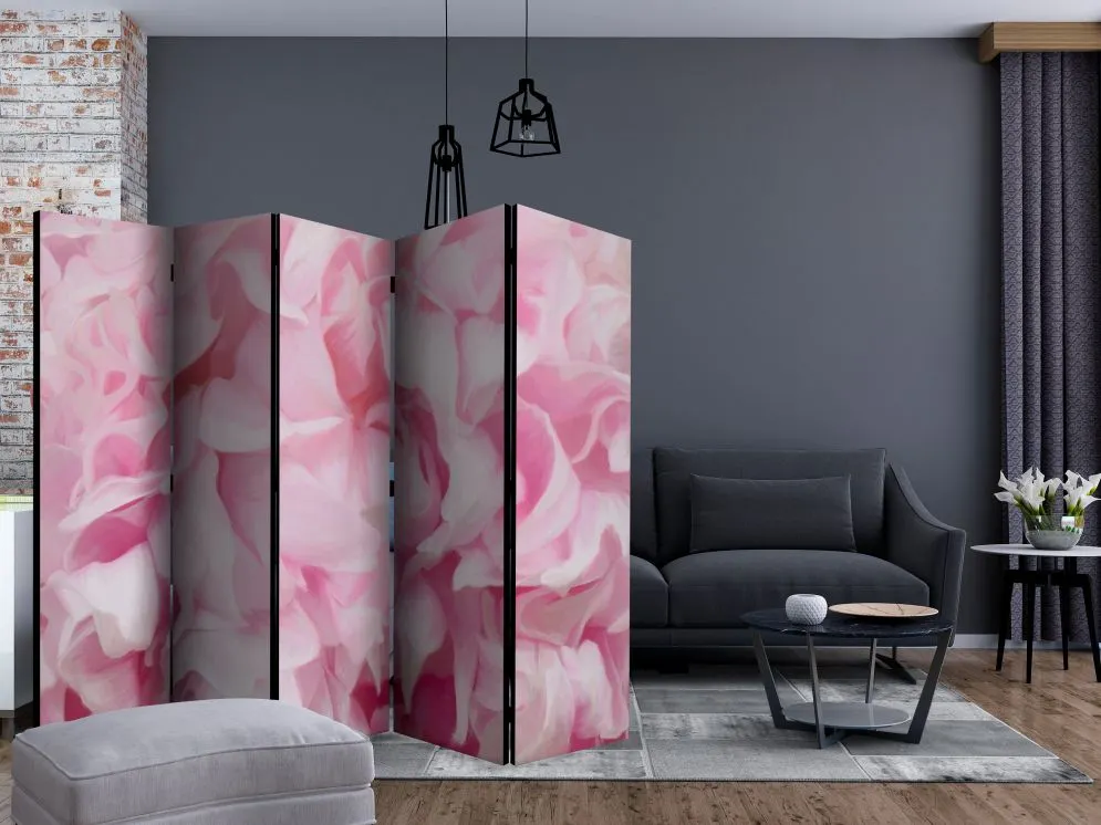 Parawan jednostronny Kwiaty 225x172 cm 5-częściowy różowy | MIRAT.