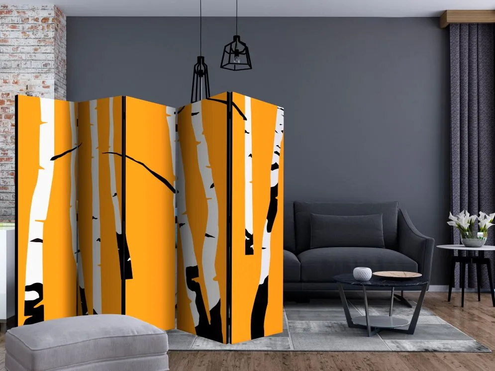 Parawan jednostronny Pejzaże 225x172 cm 5-częściowy czarny | MIRAT.