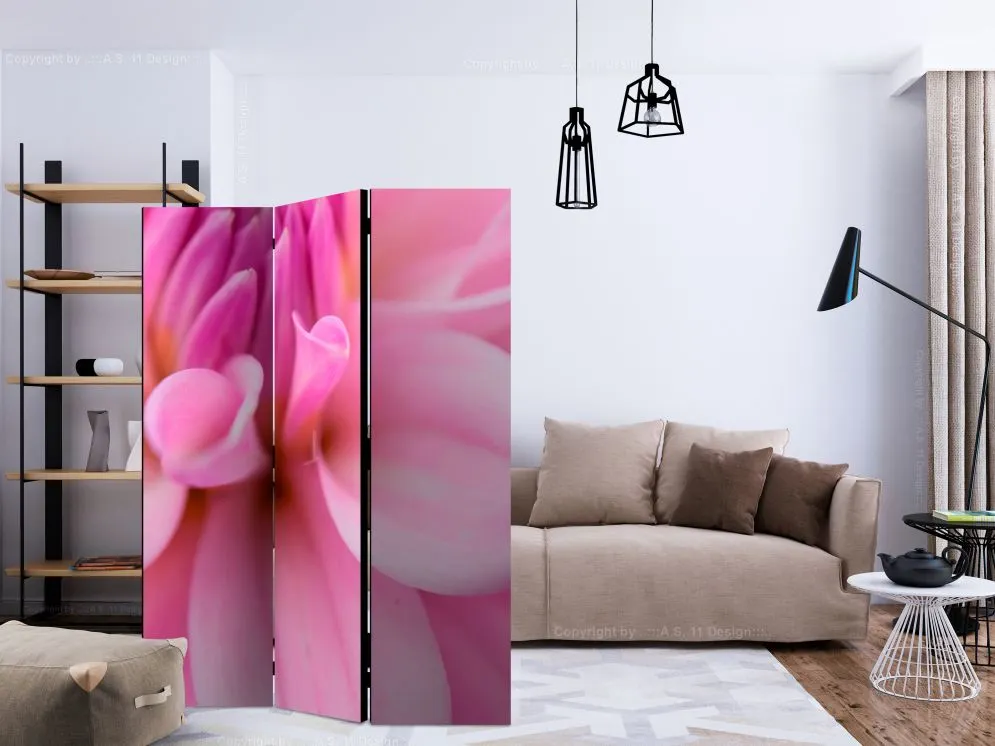 Parawan akustyczny Kwiaty 135x172 cm 3-częściowy różowy | MIRAT.