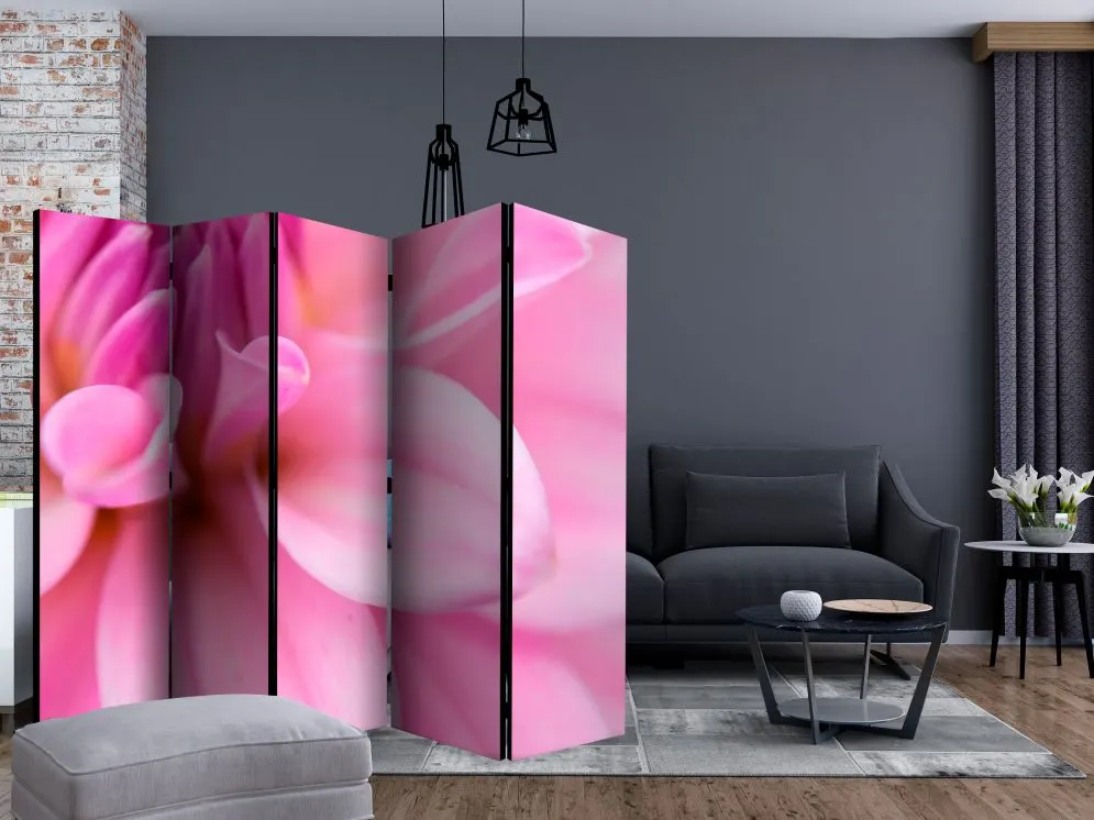 Parawan akustyczny Kwiaty 225x172 cm 3-częściowy różowy | MIRAT.