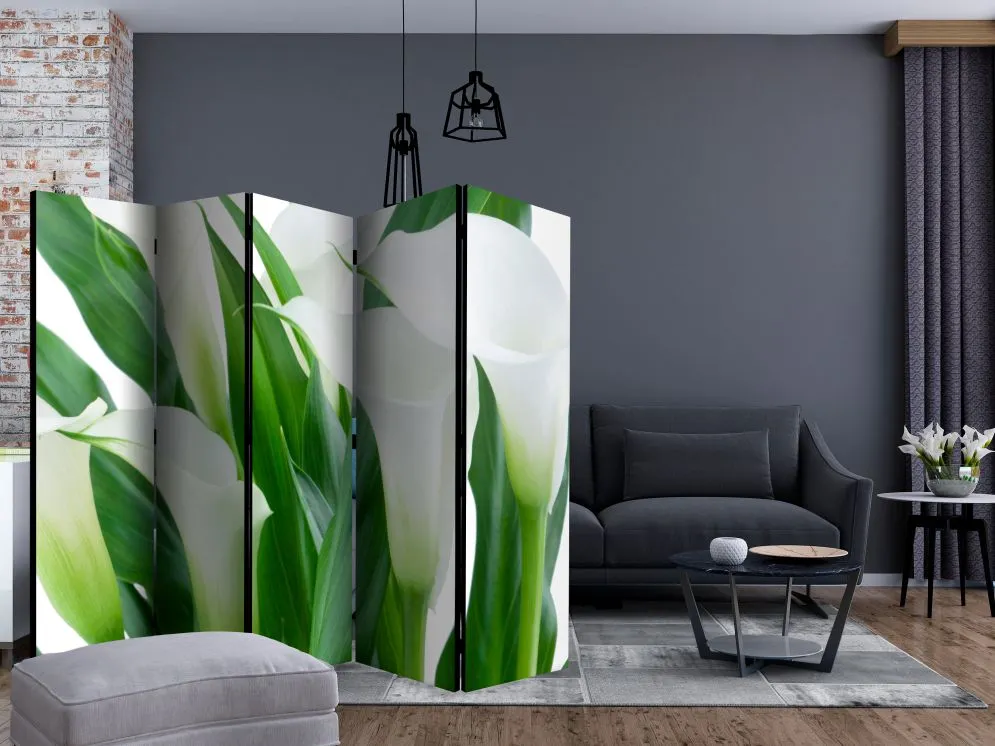 Parawan dwustronny Kwiaty 225x172 cm 5-częściowy zielony | MIRAT.