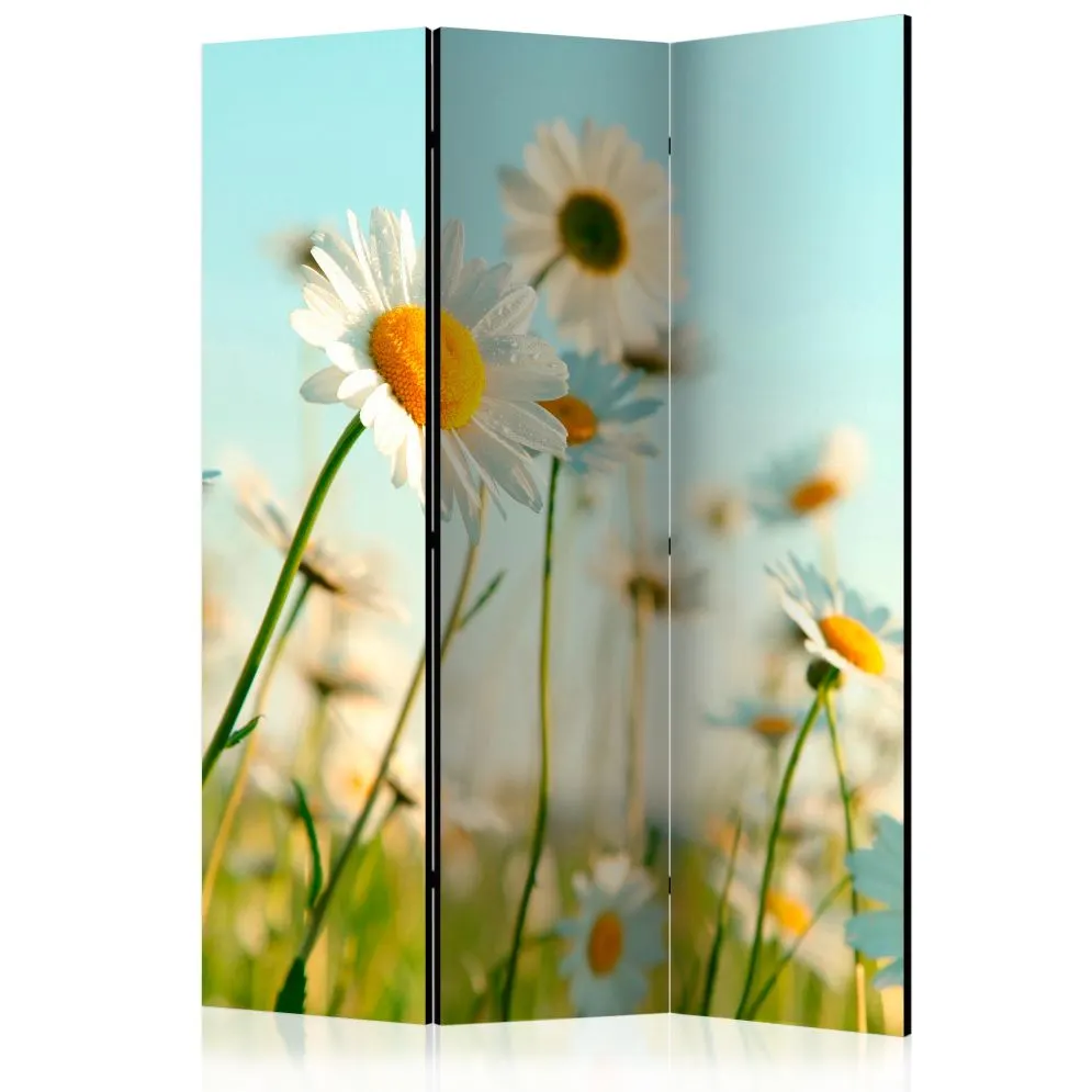 Parawan jednostronny Kwiaty 135x172 cm 3-częściowy biały | MIRAT.