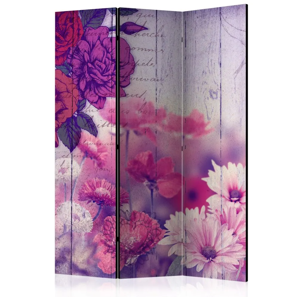 Parawan dwustronny Kwiaty 135x172 cm 3-częściowy wielokolorowy | MIRAT.