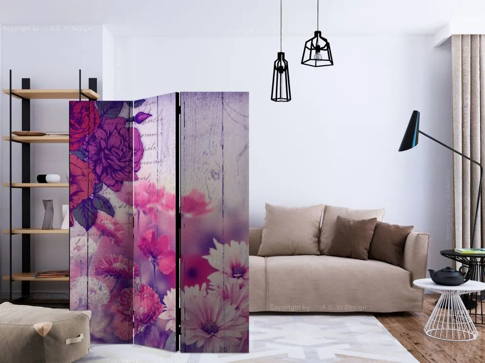 Parawan dwustronny Kwiaty 135x172 cm 3-częściowy wielokolorowy | MIRAT.