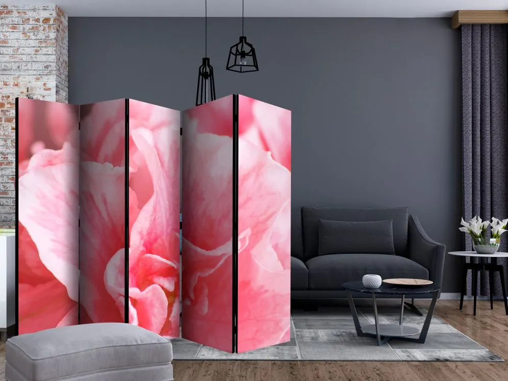 Parawan jednostronny Kwiaty 225x172 cm 5-częściowy różowy | MIRAT.