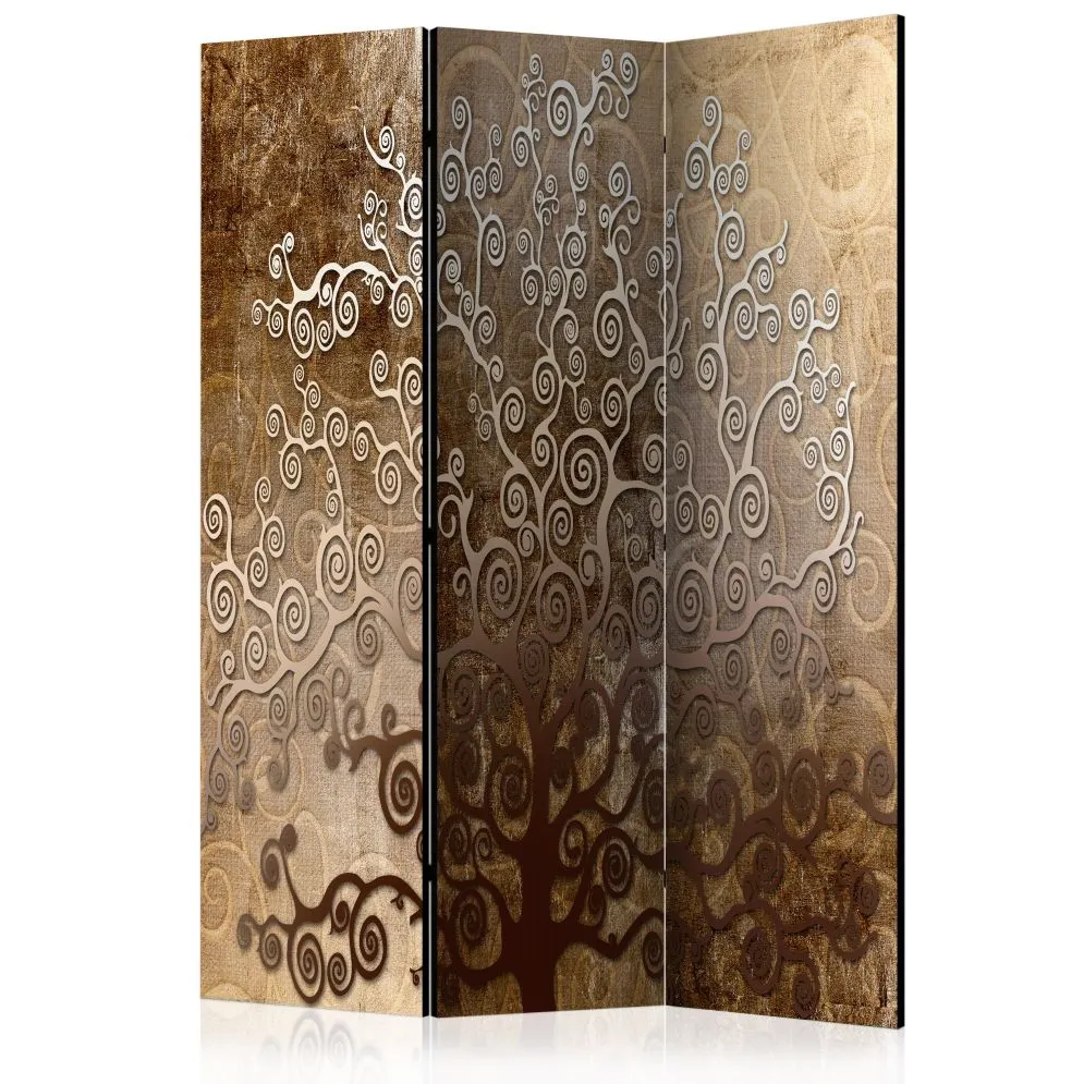 Parawan akustyczny Kwiaty 135x172 cm 3-częściowy brązowy | MIRAT.