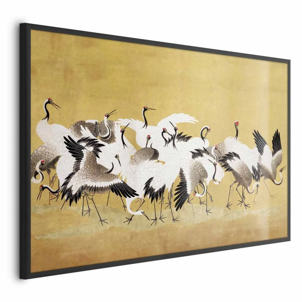 Plakat Japońskie żurawie 42x29,7 cm z ramą czarną bez marginesu | MIRAT.