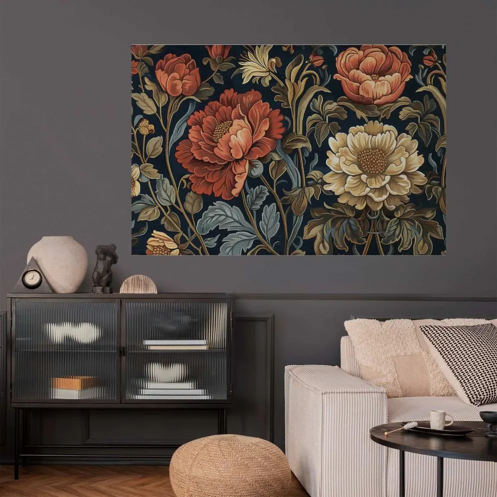 Plakat Gobelinowe kwiaty 42x29,7 cm bez ramy bez marginesu | MIRAT.