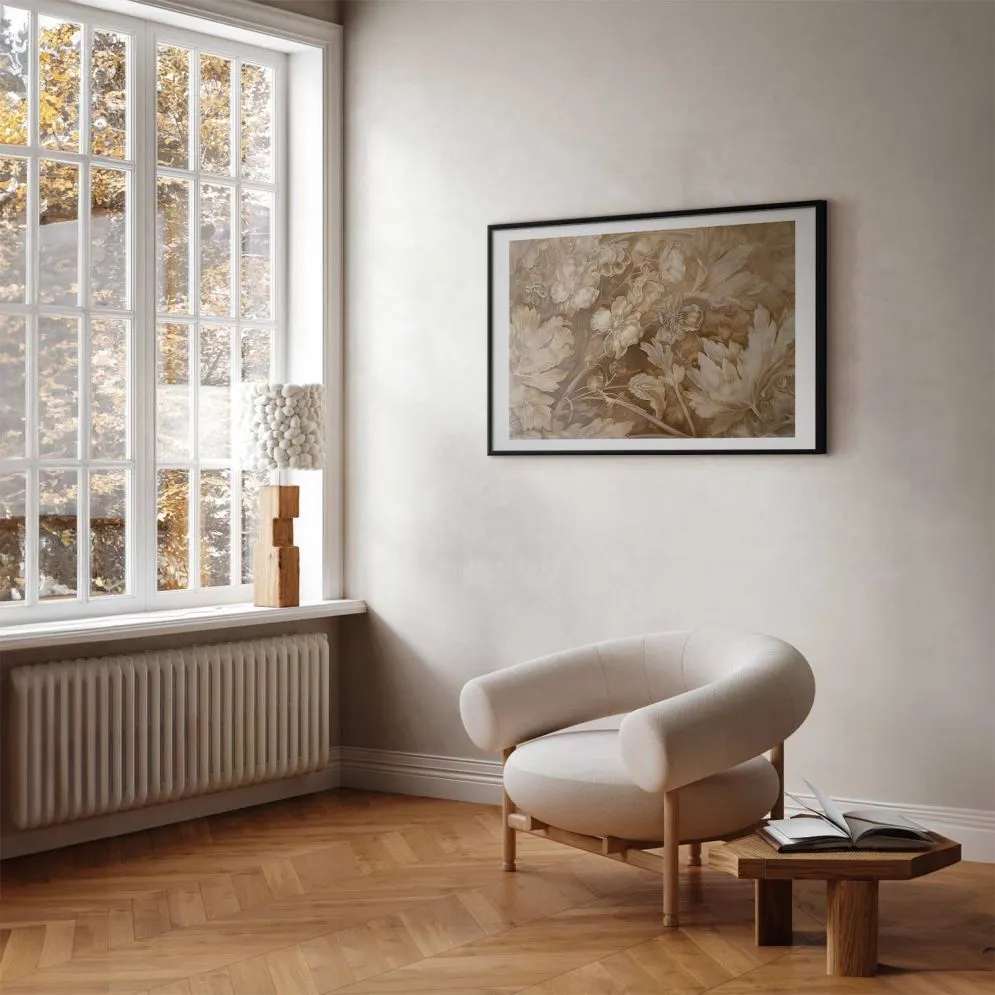 Plakat Ornamenty roślinno-kwiatowe 60x40 cm z ramą czarną z marginesem | MIRAT.