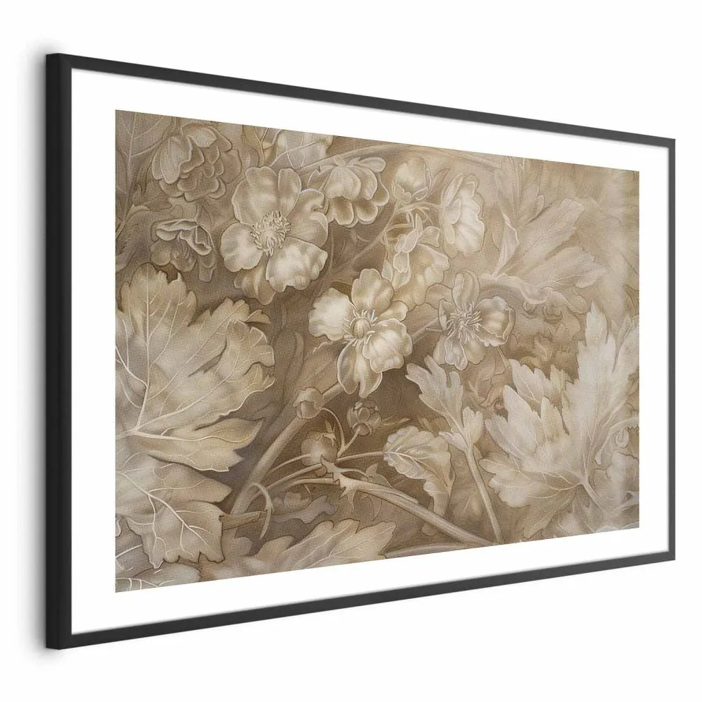 Plakat Ornamenty roślinno-kwiatowe 60x40 cm z ramą czarną z marginesem | MIRAT.
