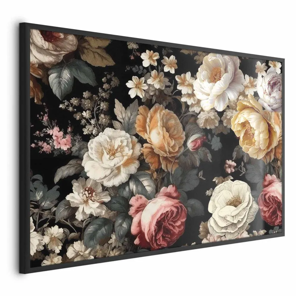Plakat Kolorowe kwiaty 30x21 cm z ramą czarną bez marginesu | MIRAT.