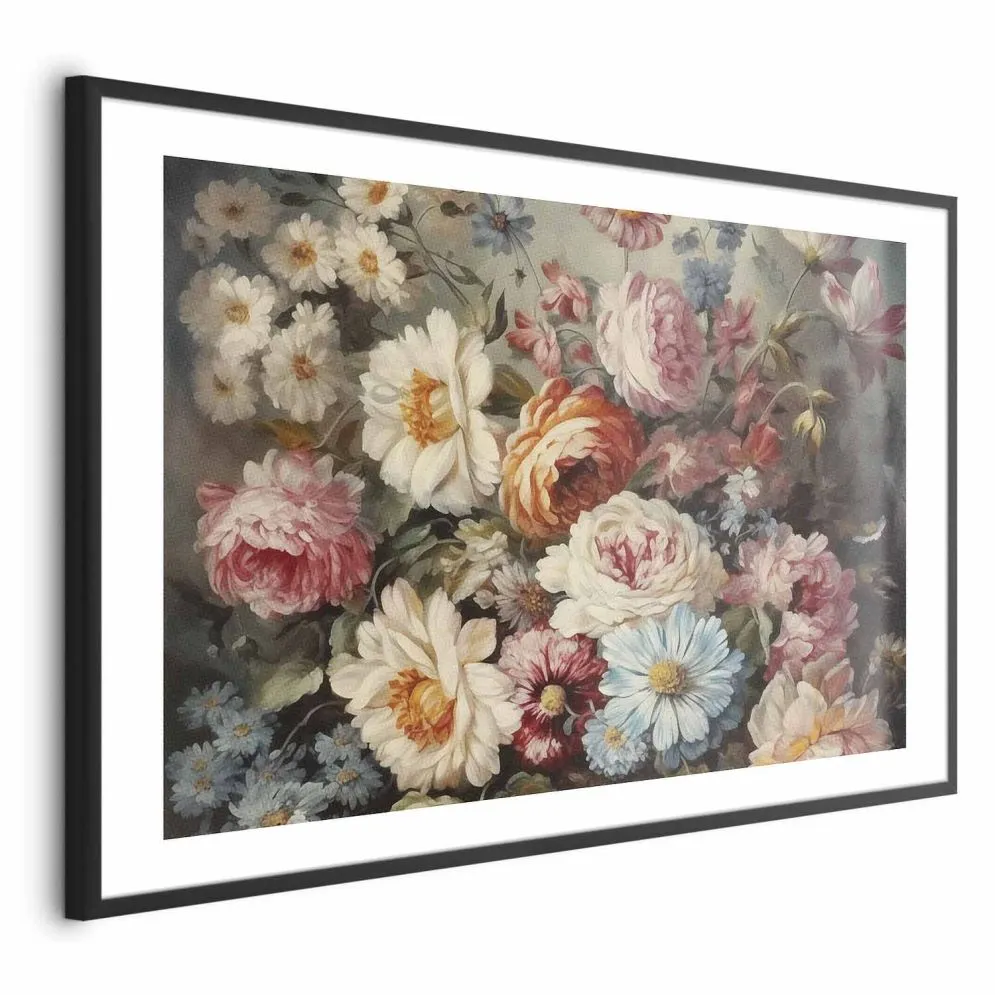 Plakat Zapach ogrodowych kwiatów 30x21 cm z ramą czarną z marginesem | MIRAT.