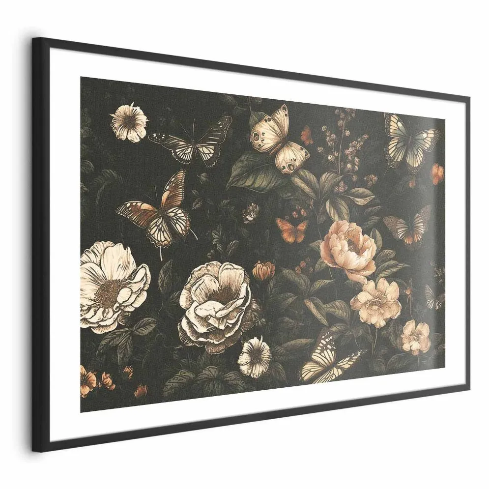 Plakat Rustykalny ogród 30x21 cm z ramą czarną z marginesem | MIRAT.