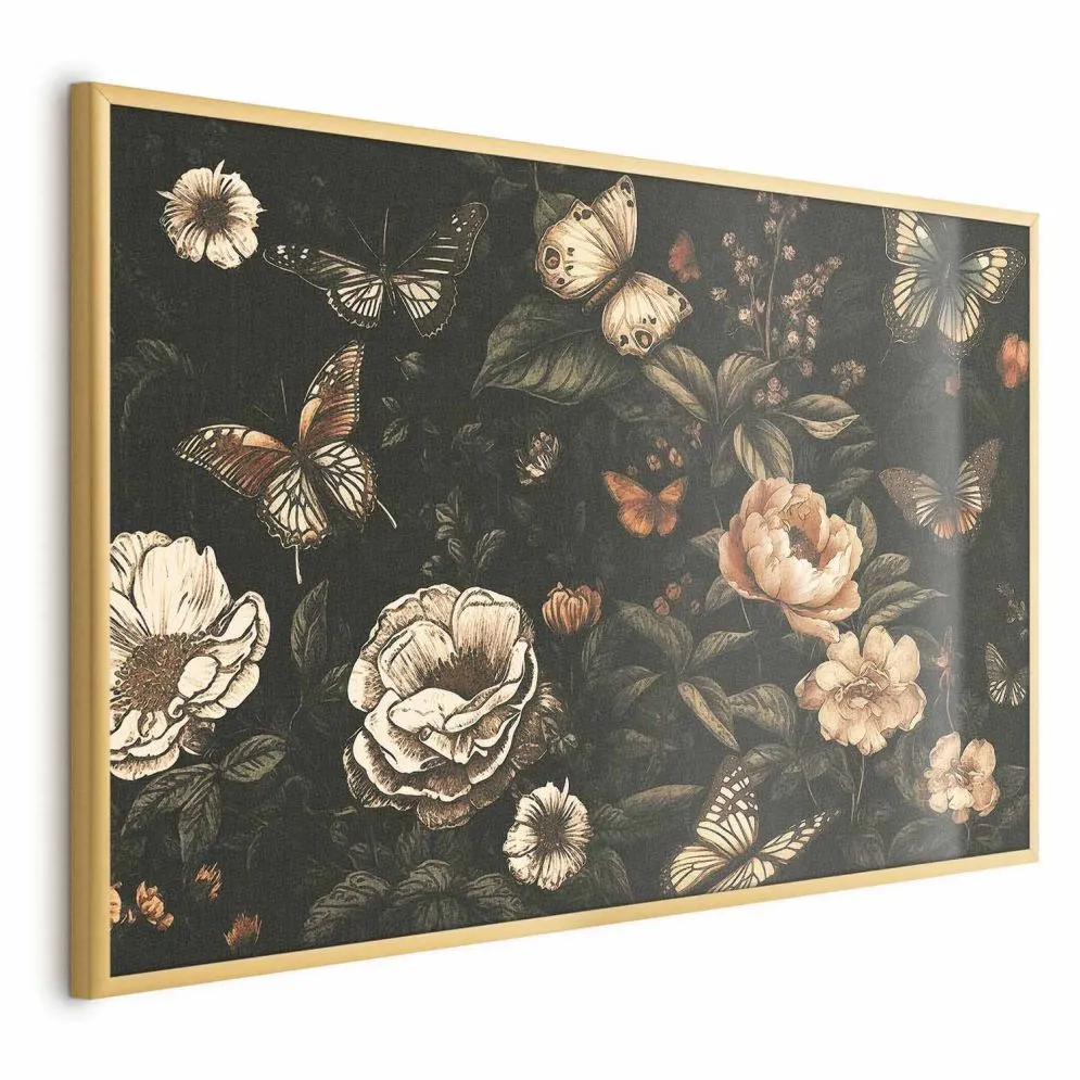 Plakat Rustykalny ogród 60x40 cm z ramą złotą bez marginesu | MIRAT.