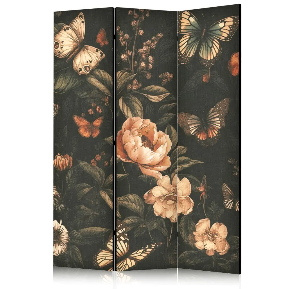 Parawan akustyczny Kwiaty 135x172 cm 3-częściowy zielony | MIRAT.
