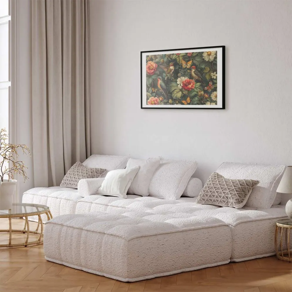 Plakat Kwiaty i motyle 42x29,7 cm z ramą czarną z marginesem | MIRAT.