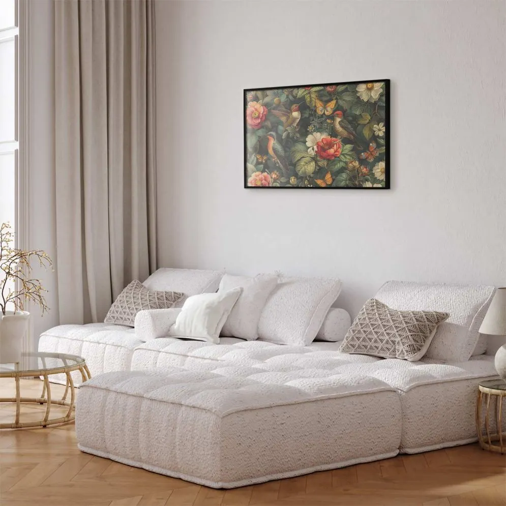 Plakat Kwiaty i motyle 90x60 cm z ramą czarną bez marginesu | MIRAT.