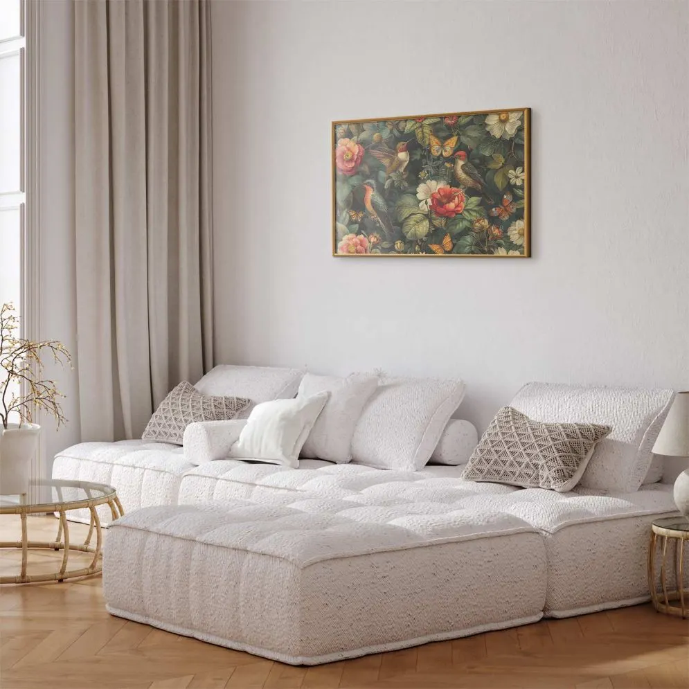 Plakat Kwiaty i motyle 60x40 cm z ramą złotą bez marginesu | MIRAT.
