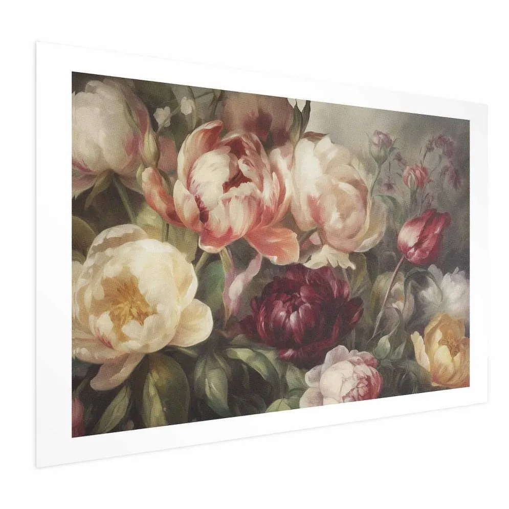 Plakat Piwonie 60x40 cm bez ramy z marginesem | MIRAT.