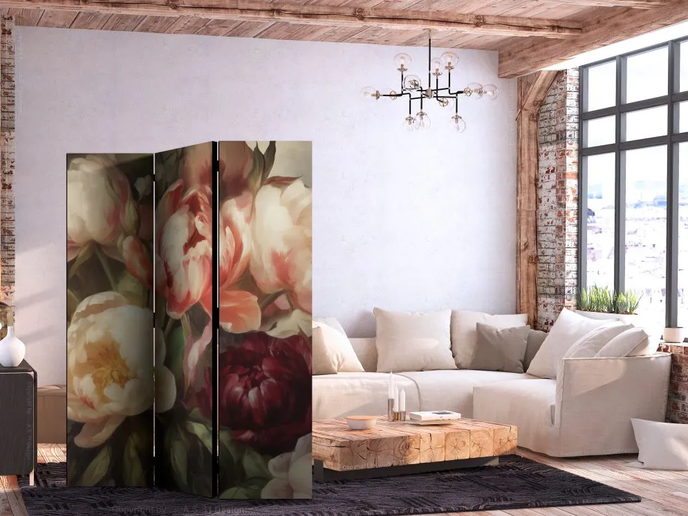 Parawan jednostronny Kwiaty 135x172 cm 3-częściowy wielokolorowy | MIRAT.