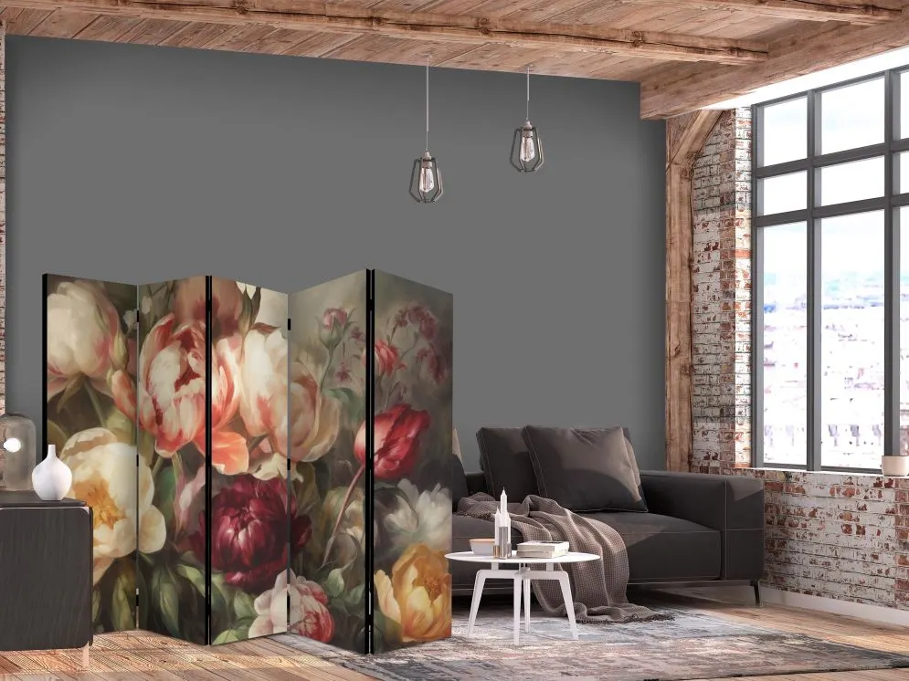 Parawan dwustronny Kwiaty 225x172 cm 5-częściowy wielokolorowy | MIRAT.
