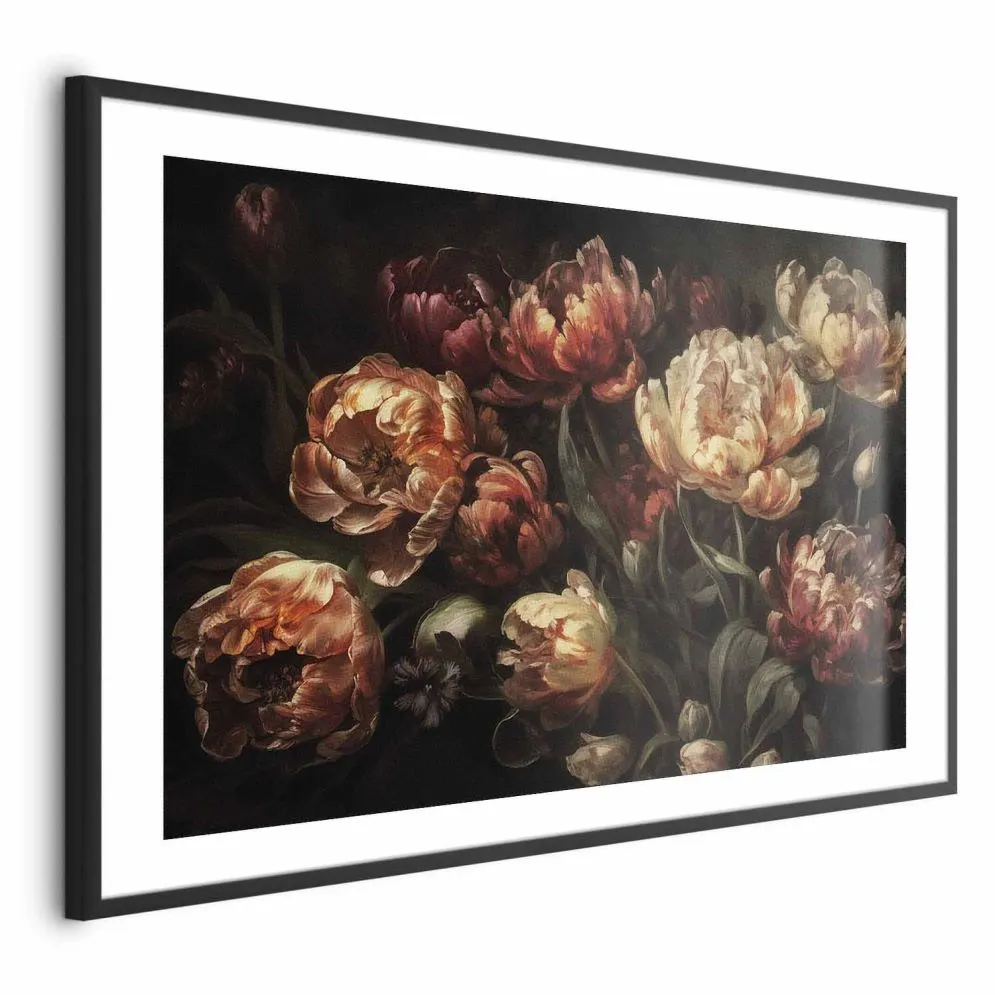 Plakat Kwitnące tulipany 30x21 cm z ramą czarną z marginesem | MIRAT.