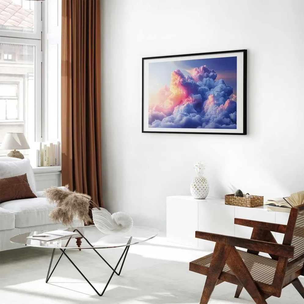 Plakat Chmury 60x40 cm z ramą czarną z marginesem | MIRAT.