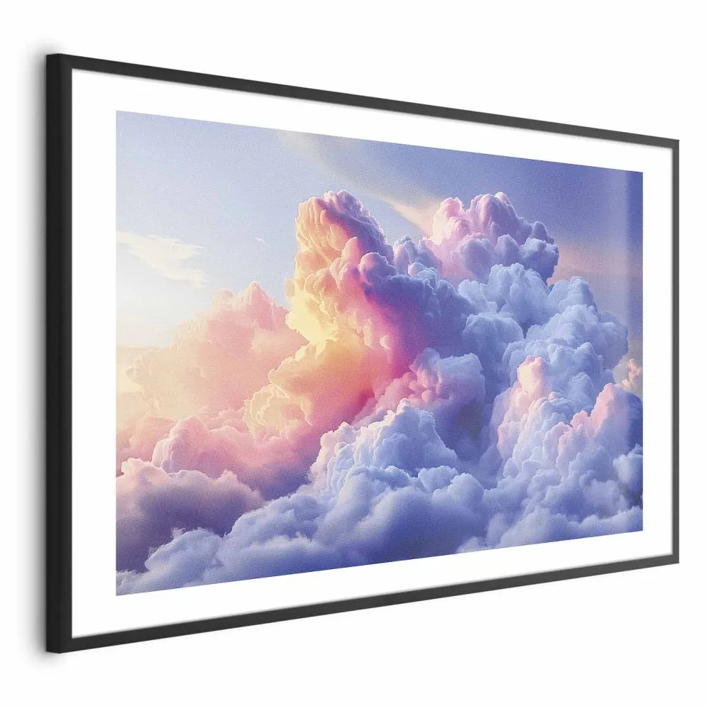 Plakat Chmury 60x40 cm z ramą czarną z marginesem | MIRAT.