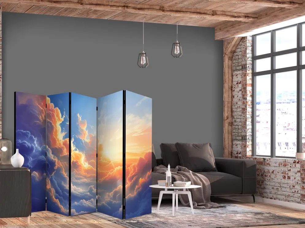 Parawan jednostronny Pejzaże 225x172 cm 5-częściowy szary | MIRAT.
