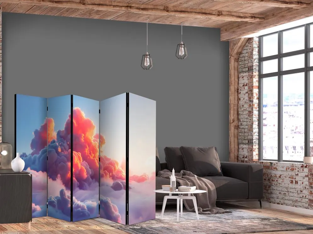 Parawan jednostronny Pejzaże 225x172 cm 5-częściowy szary | MIRAT.