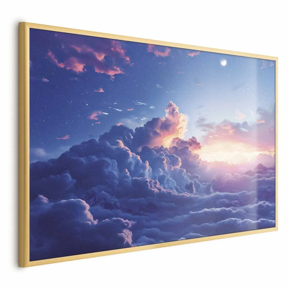 Plakat Nocne góry 42x29,7 cm z ramą złotą bez marginesu | MIRAT.