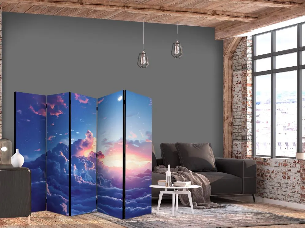 Parawan dwustronny Pejzaże 225x172 cm 5-częściowy niebieski | MIRAT.