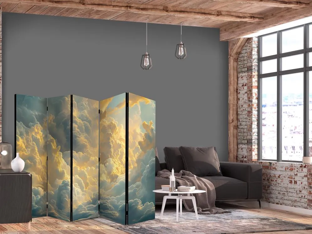 Parawan dwustronny Pejzaże 225x172 cm 5-częściowy szary | MIRAT.