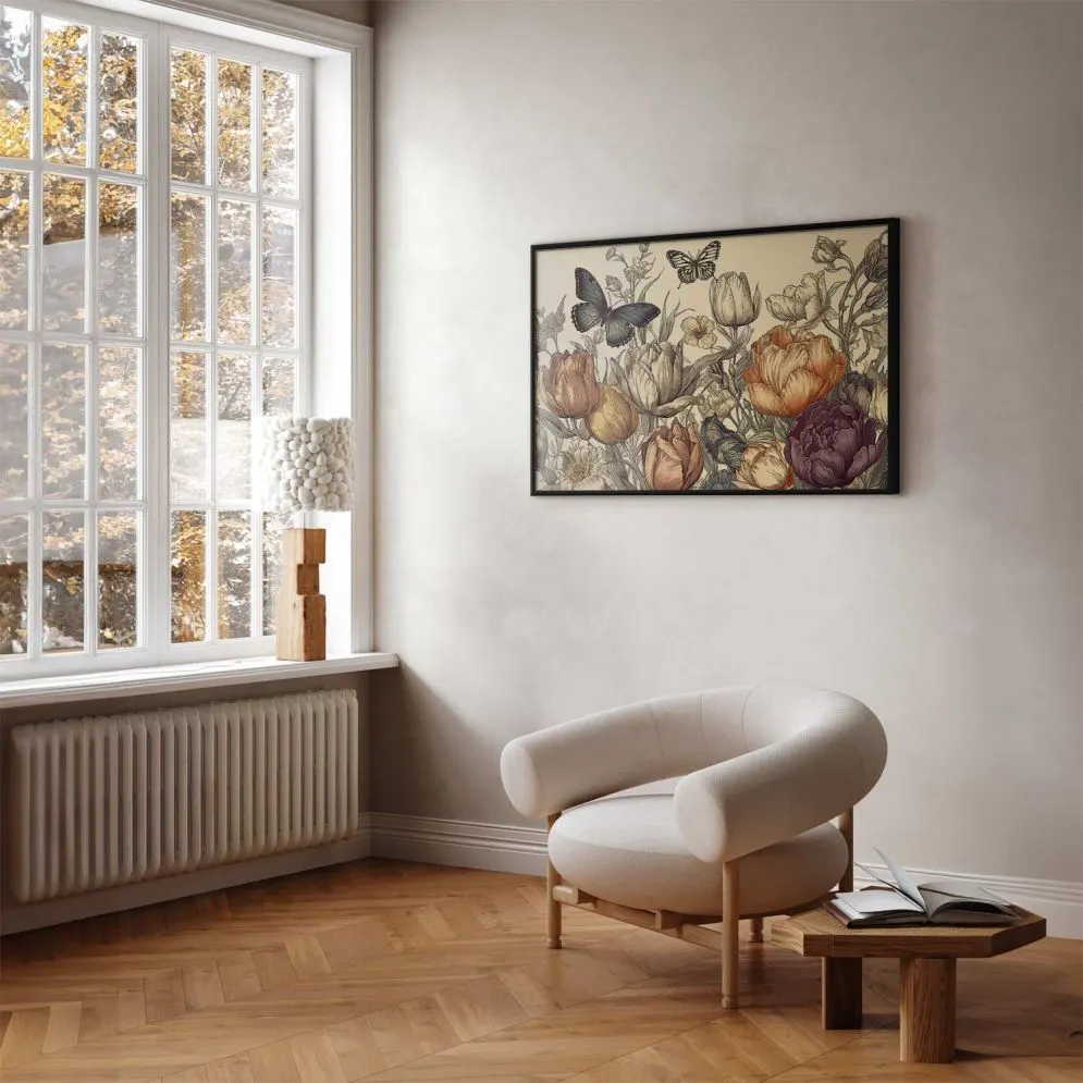 Plakat Kolorowe tulipany 30x21 cm z ramą czarną bez marginesu | MIRAT.