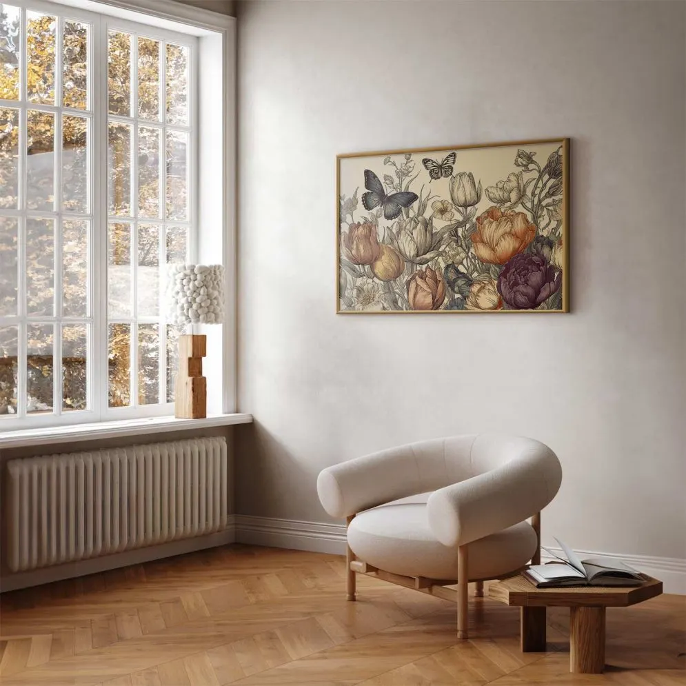 Plakat Kolorowe tulipany 60x40 cm z ramą złotą bez marginesu | MIRAT.
