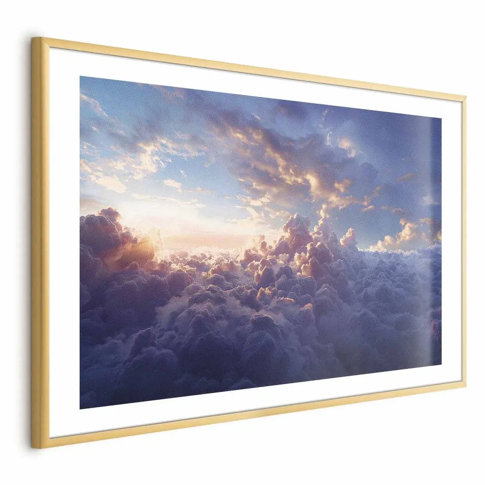 Plakat Słońce w ukryciu 60x40 cm z ramą złotą z marginesem | MIRAT.