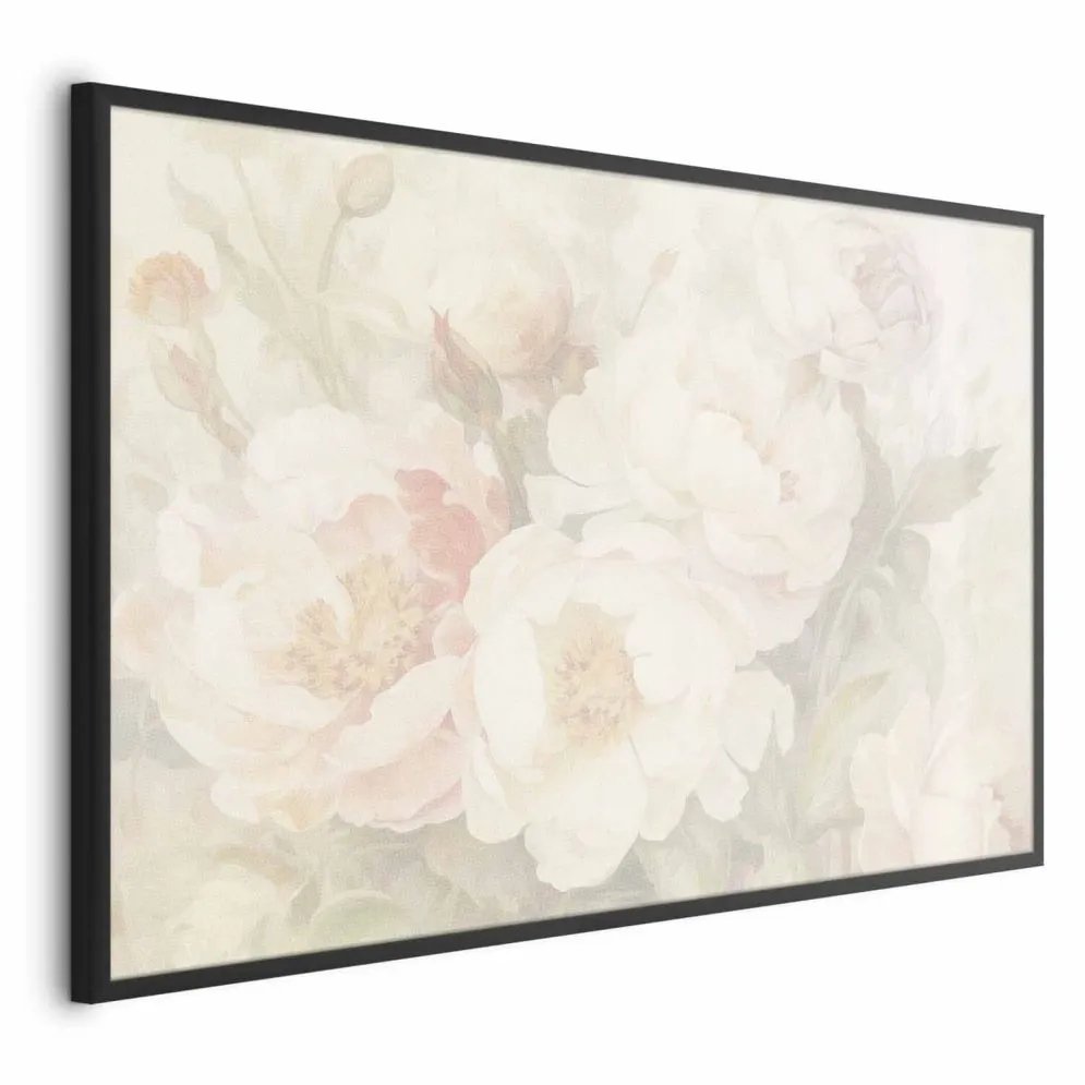 Plakat Piwonie we mgle 42x29,7 cm z ramą czarną bez marginesu | MIRAT.