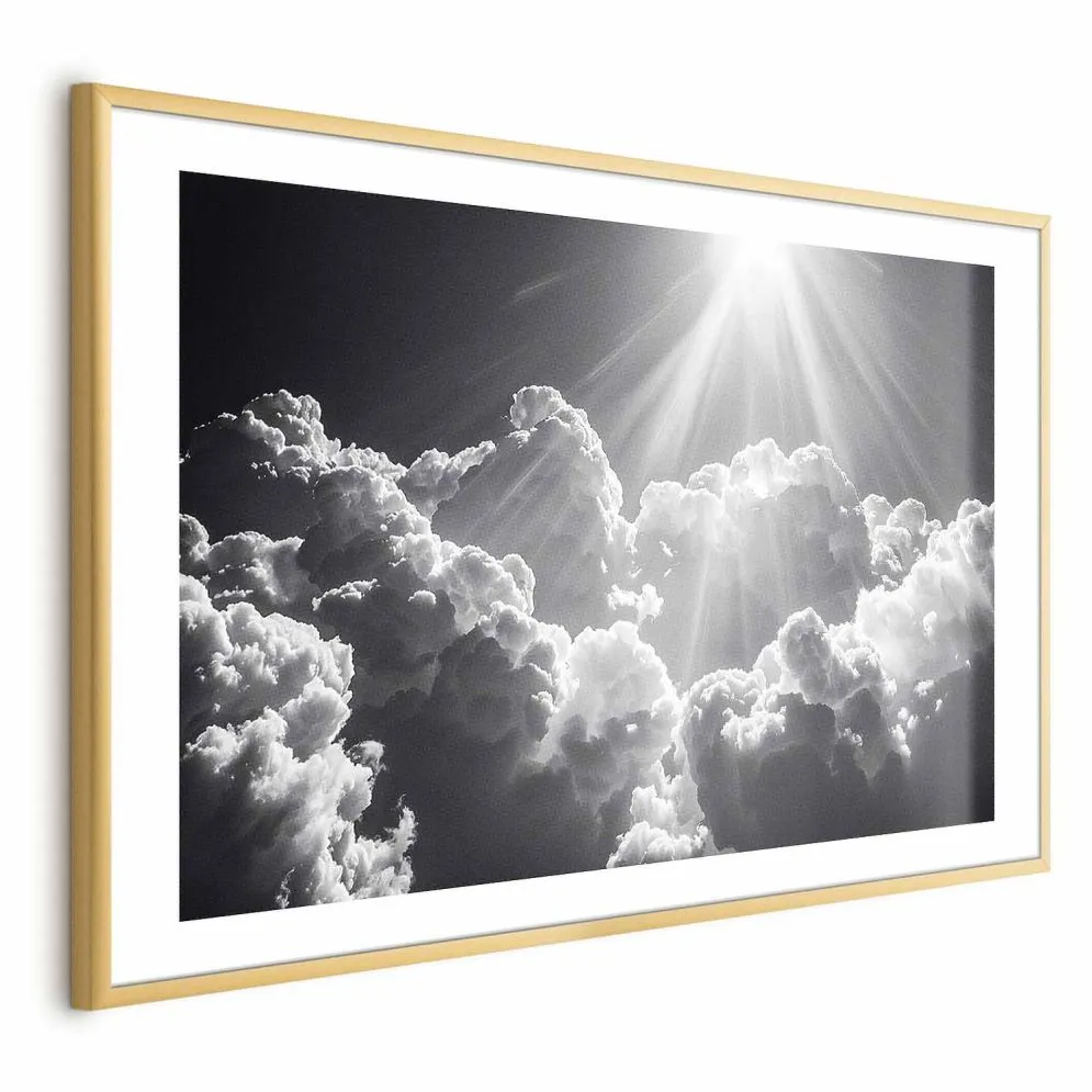 Plakat Nadzieja w chmurach 60x40 cm z ramą złotą z marginesem | MIRAT.
