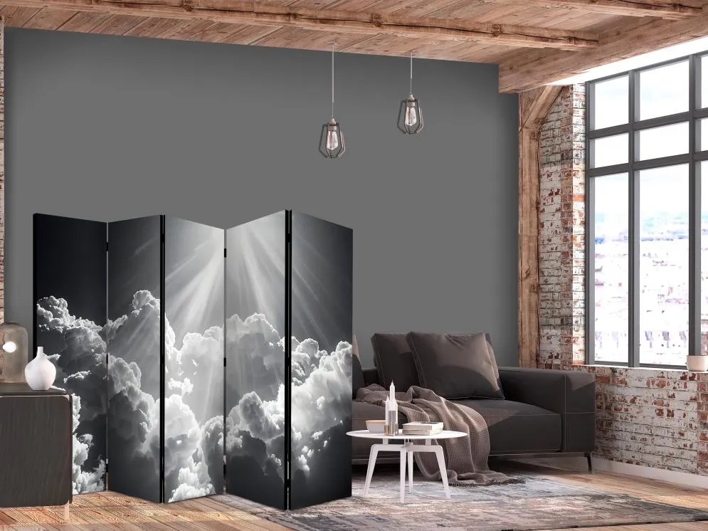 Parawan dwustronny Pejzaże 225x172 cm 5-częściowy czarny | MIRAT.