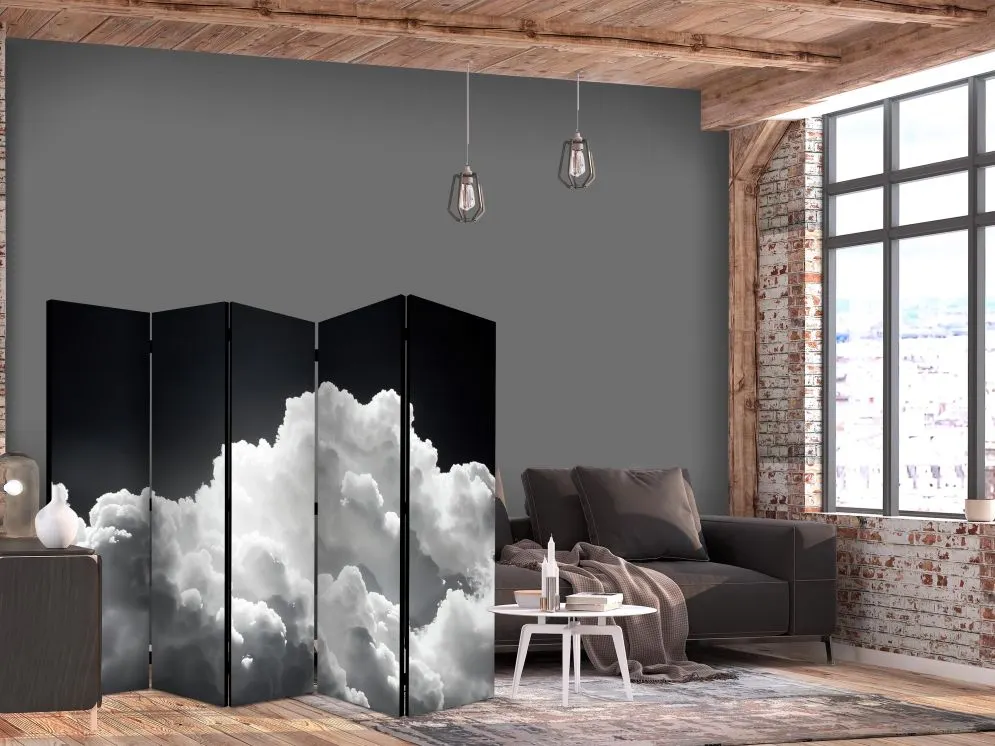 Parawan jednostronny Pejzaże 225x172 cm 5-częściowy czarny | MIRAT.