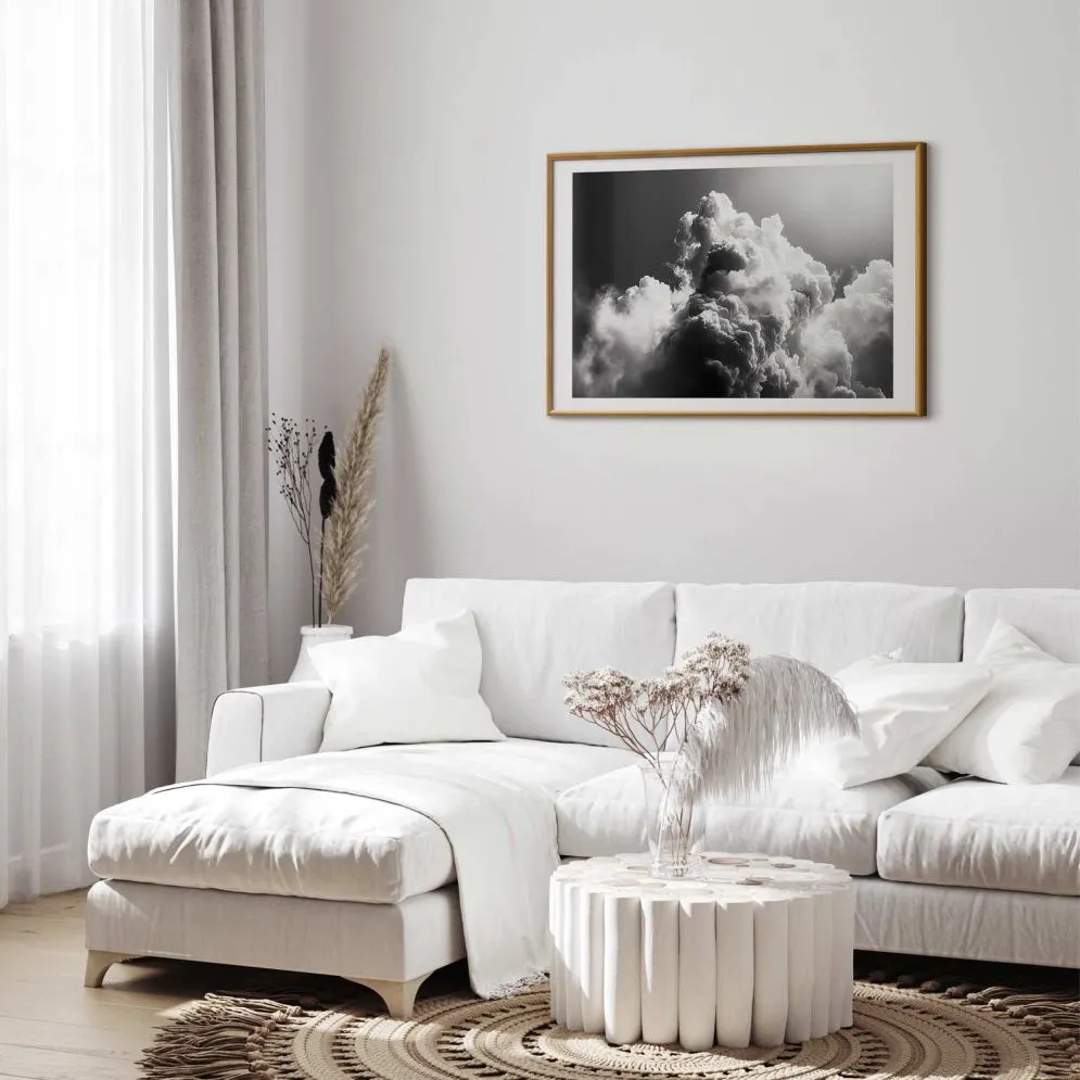Plakat Chmury marzeń 30x21 cm z ramą złotą z marginesem | MIRAT.