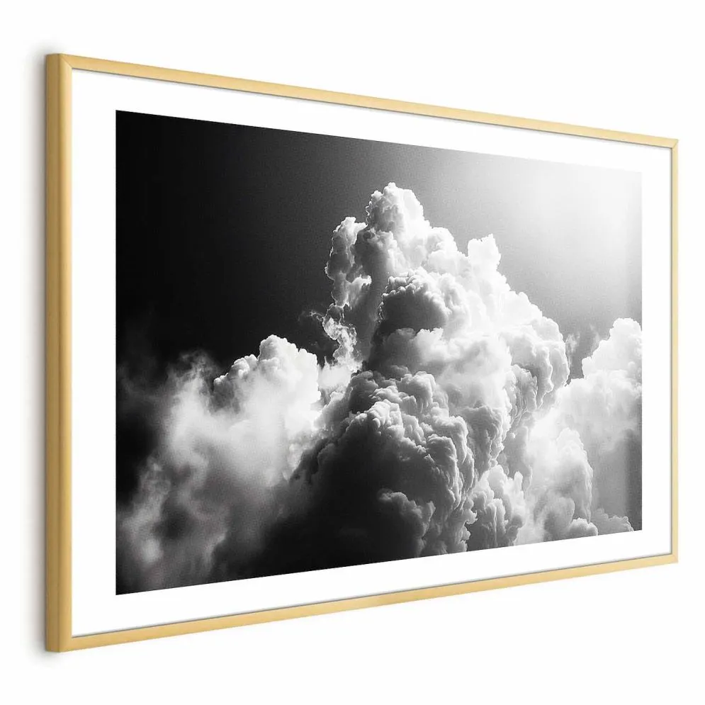 Plakat Chmury marzeń 30x21 cm z ramą złotą z marginesem | MIRAT.