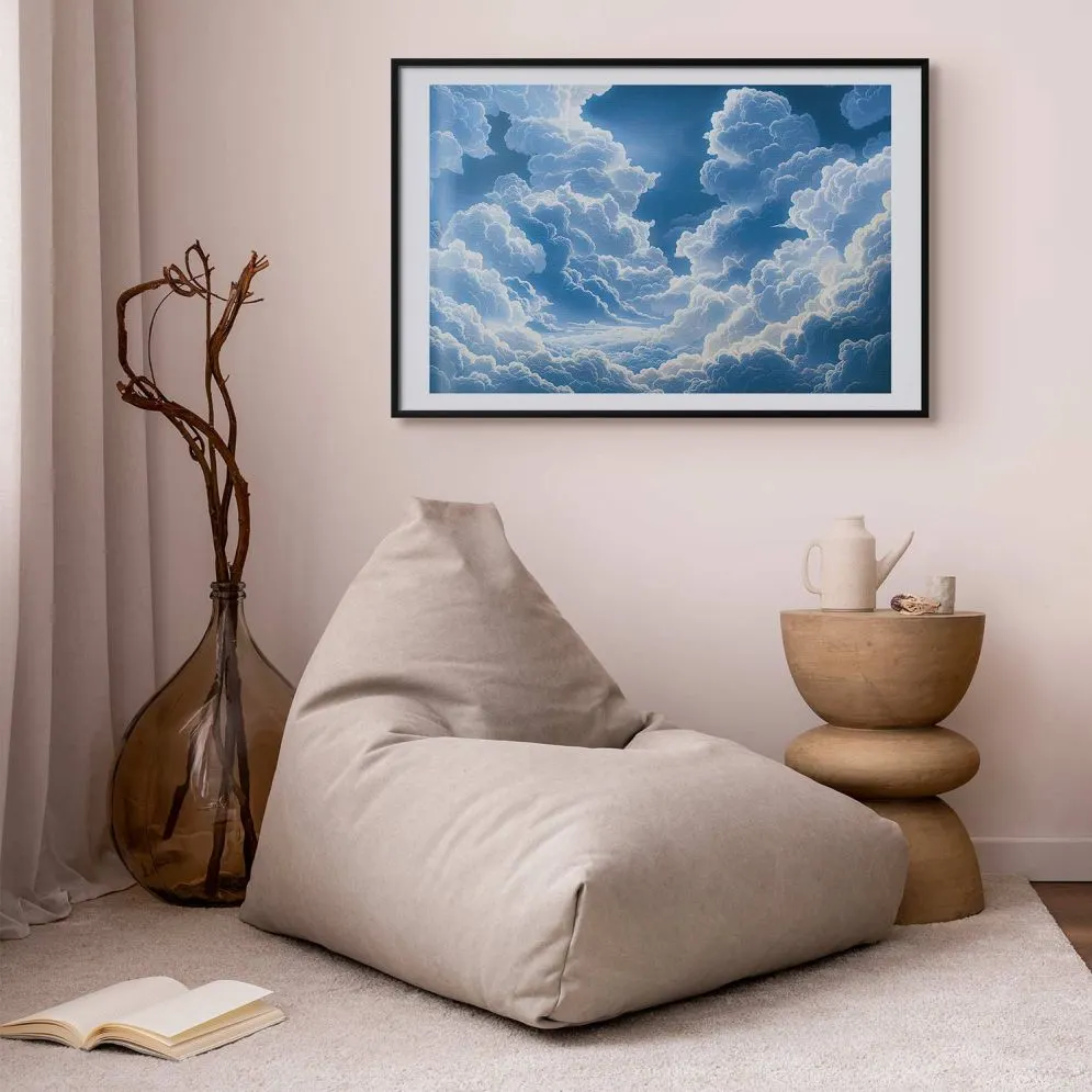 Plakat Niebo i puchate chmury 30x21 cm z ramą czarną z marginesem | MIRAT.