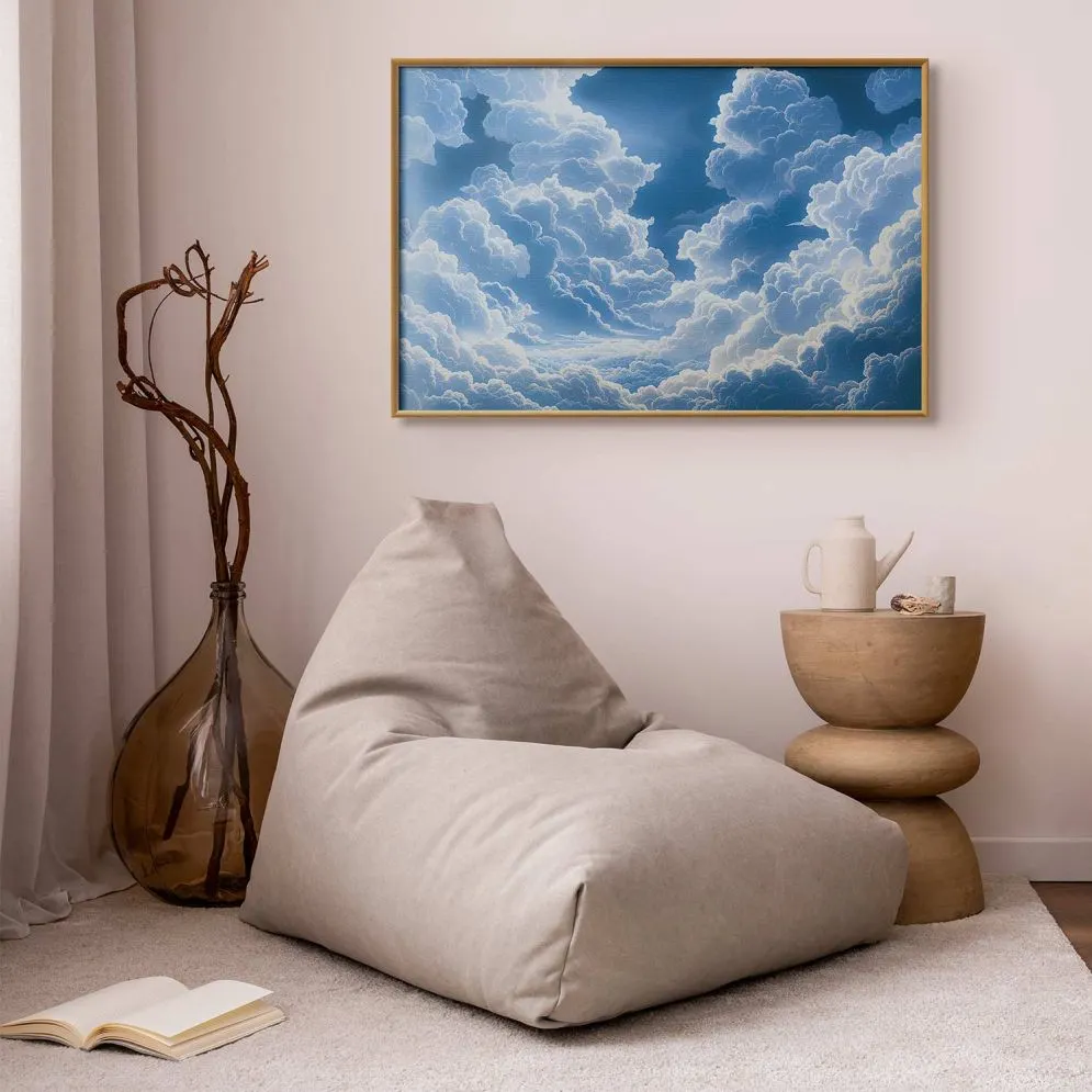 Plakat Niebo i puchate chmury 30x21 cm z ramą złotą bez marginesu | MIRAT.