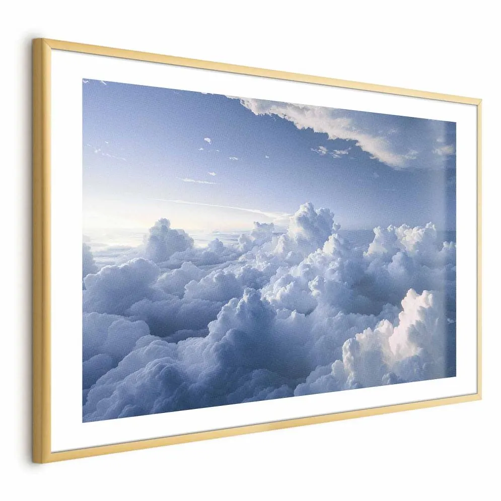 Plakat Podniebne pejzaże 30x21 cm z ramą złotą z marginesem | MIRAT.
