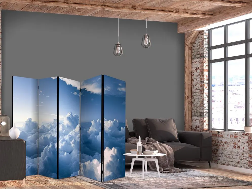 Parawan dwustronny Pejzaże 225x172 cm 5-częściowy niebieski | MIRAT.