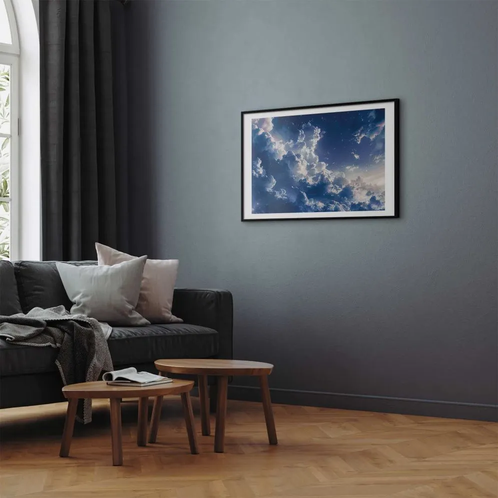 Plakat Gwiezdne chmury 90x60 cm z ramą czarną z marginesem | MIRAT.