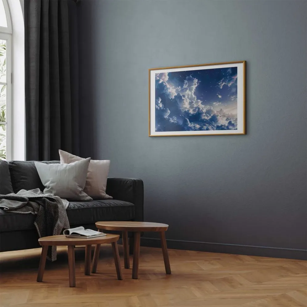 Plakat Gwiezdne chmury 90x60 cm z ramą złotą z marginesem | MIRAT.