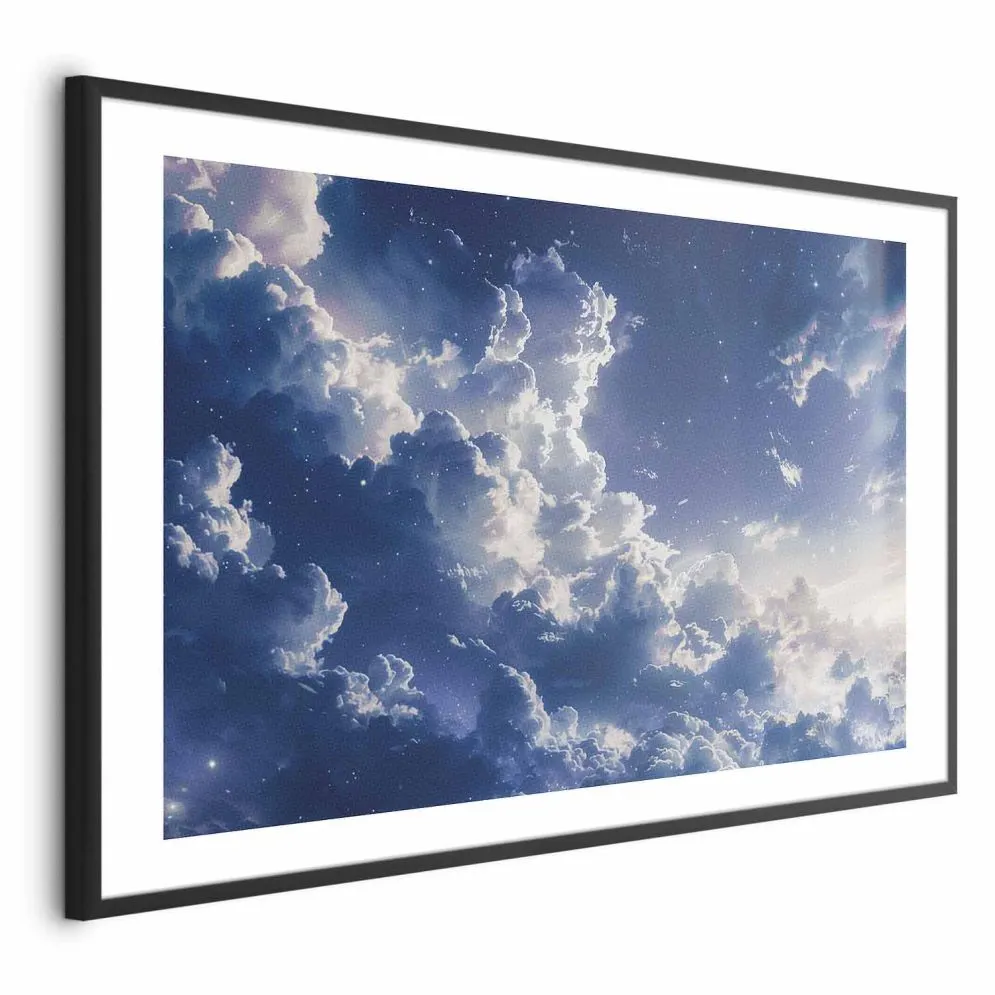 Plakat Gwiezdne chmury 90x60 cm z ramą czarną z marginesem | MIRAT.